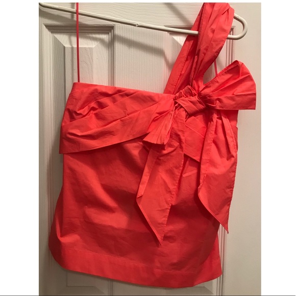 DONATED ** J. Crew One-Shoulder Poplin Tank with Bow - 00 - Picture 2 of 4